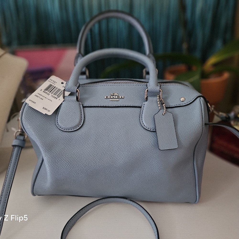 SOLD Coach Light Blue Leather Handbag